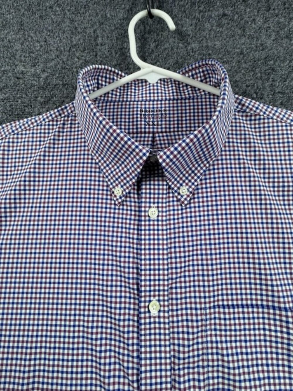 Brooks Brothers NYLON SPANDEX Button-Down Check 2XL Mens Blue Red Long Sleeve